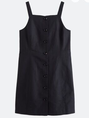 Alex Mill Alexis Dress in Cotton Linen l Black Button-Front Sleeveless Dress